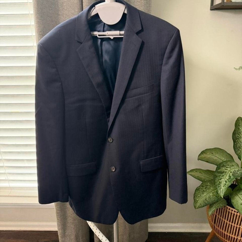 Ralph Lauren 44R 100% Wool Pinstripe Blazer Sport Coat Navy Two Button